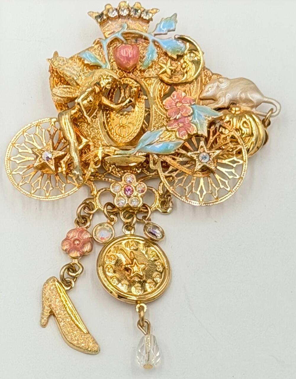Kirks Folly "Late to the Ball" Cinderella Carriage Rhinestone Charms Brooch